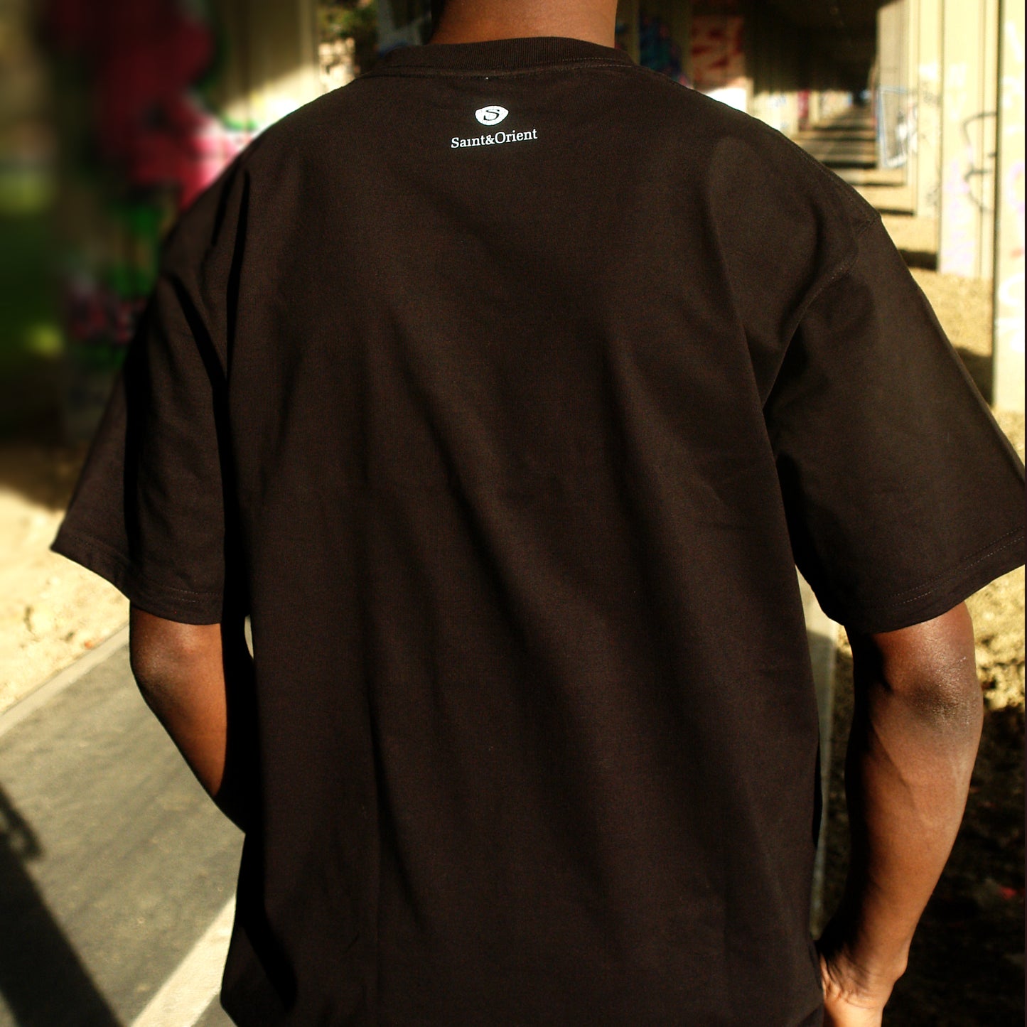 Premium heavyweight 300gsm tee with minimalist graphic text oversize fit