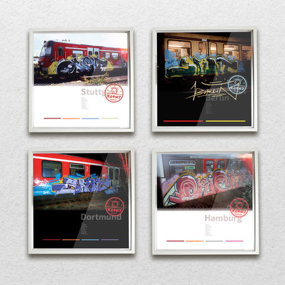German graffiti trains wall collection posters