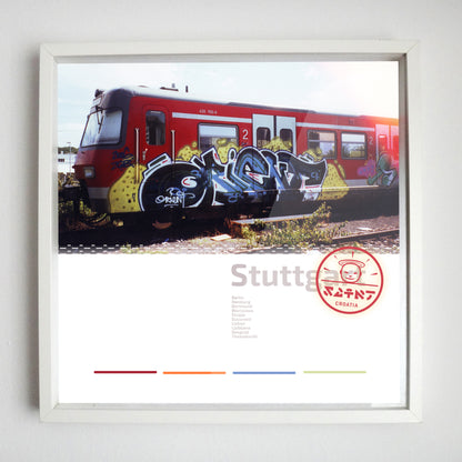 Orient color panel piece on Stuttgart S-bahn in Germany on interrail action.