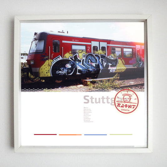 Orient color panel piece on Stuttgart S-bahn in Germany on interrail action.