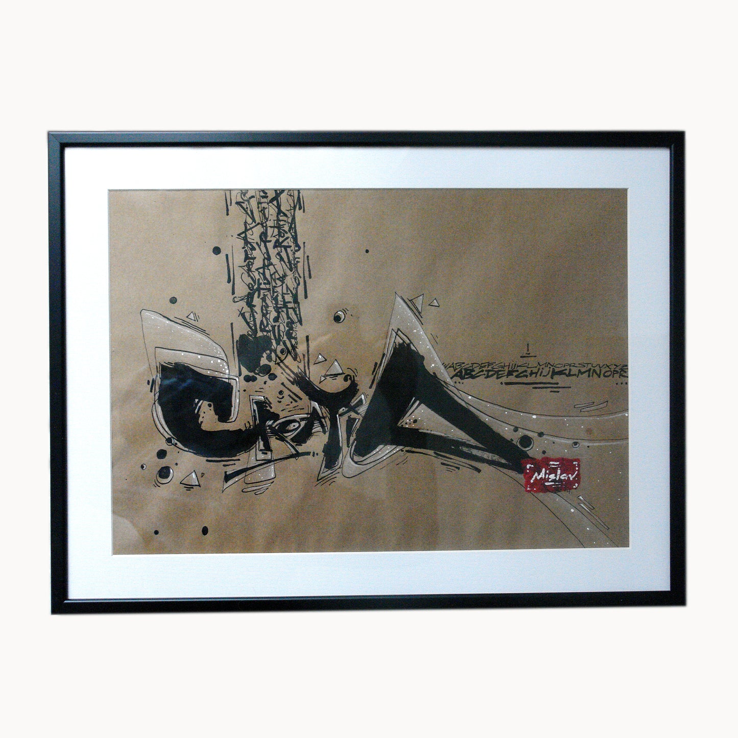 Croatia calligraphy styled artwork ink on brown paper